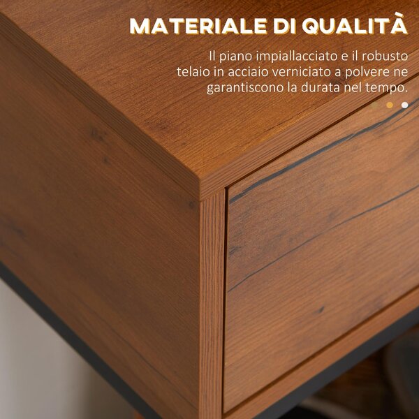 DecHome Consolle Ingresso Design Moderno con Cassetto in Legno e Acciaio Dimensioni 80x30x76 cm colore Legno/Nero