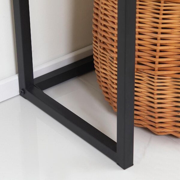 DecHome Consolle Ingresso Design Moderno con Cassetto in Legno e Acciaio Dimensioni 80x30x76 cm colore Legno/Nero