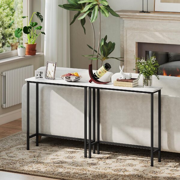 DecHome Consolle Ingresso Design Moderno in Acciaio Dimensioni 75x24x76 cm colore Bianco/Nero
