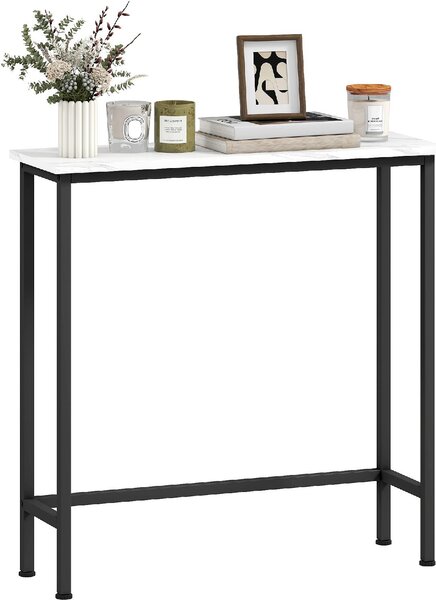 DecHome Consolle Ingresso Design Moderno in Acciaio Dimensioni 75x24x76 cm colore Bianco/Nero