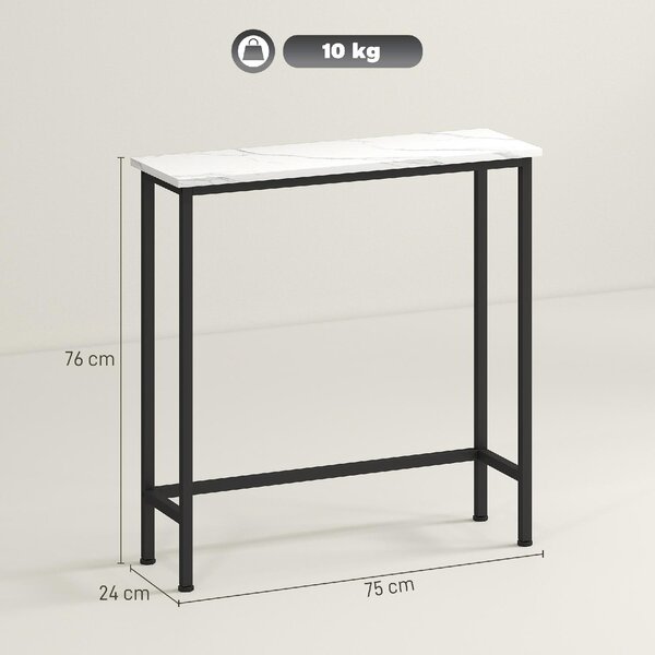 DecHome Consolle Ingresso Design Moderno in Acciaio Dimensioni 75x24x76 cm colore Bianco/Nero