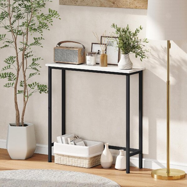 DecHome Consolle Ingresso Design Moderno in Acciaio Dimensioni 75x24x76 cm colore Bianco/Nero