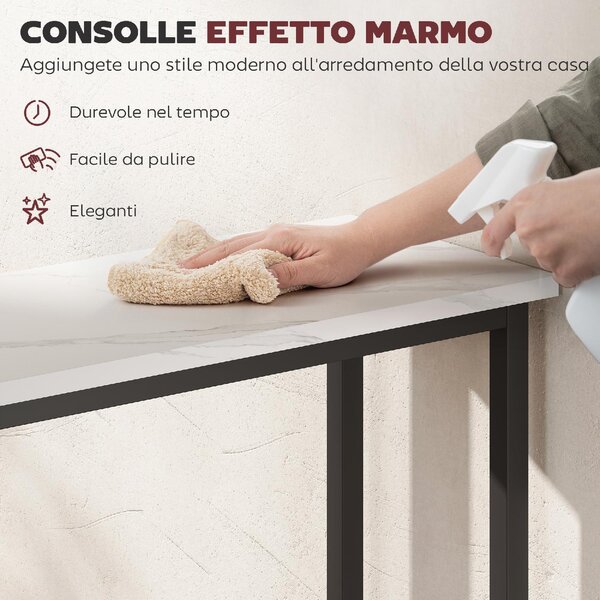 DecHome Consolle Ingresso Design Moderno in Acciaio Dimensioni 75x24x76 cm colore Bianco/Nero