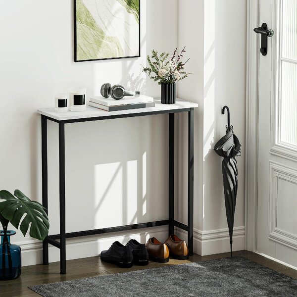 DecHome Consolle Ingresso Design Moderno in Acciaio Dimensioni 75x24x76 cm colore Bianco/Nero