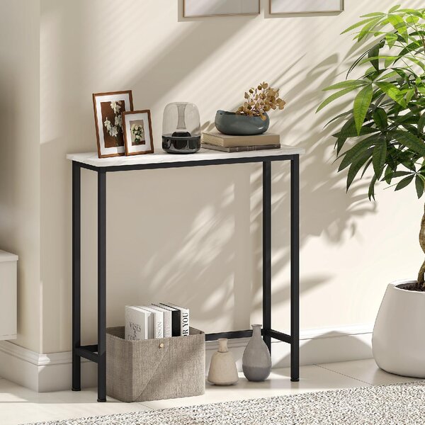 DecHome Consolle Ingresso Design Moderno in Acciaio Dimensioni 75x24x76 cm colore Bianco/Nero
