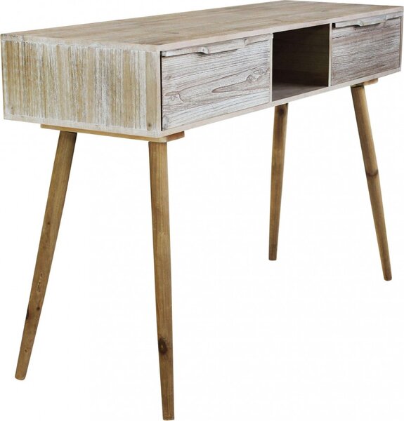 DecHome Consolle Ingresso Design Scandinavo con 2 Cassetti in Legno di Paulownia Dimensioni 120x40x80 cm colore Marrone