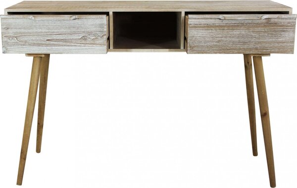 DecHome Consolle Ingresso Design Scandinavo con 2 Cassetti in Legno di Paulownia Dimensioni 120x40x80 cm colore Marrone