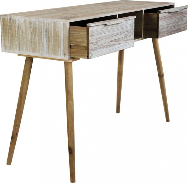 DecHome Consolle Ingresso Design Scandinavo con 2 Cassetti in Legno di Paulownia Dimensioni 120x40x80 cm colore Marrone