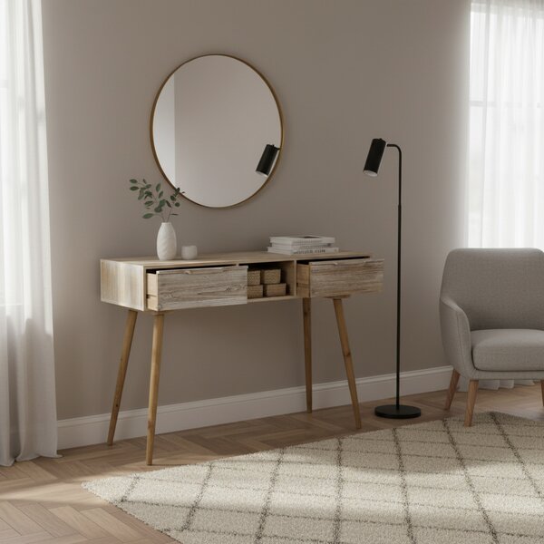 DecHome Consolle Ingresso Design Scandinavo con 2 Cassetti in Legno di Paulownia Dimensioni 120x40x80 cm colore Marrone