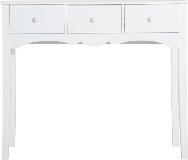 DecHome Consolle Ingresso Stile Shabby Chic con 3 Cassetti Dimensioni 100x32x85 cm colore Bianco