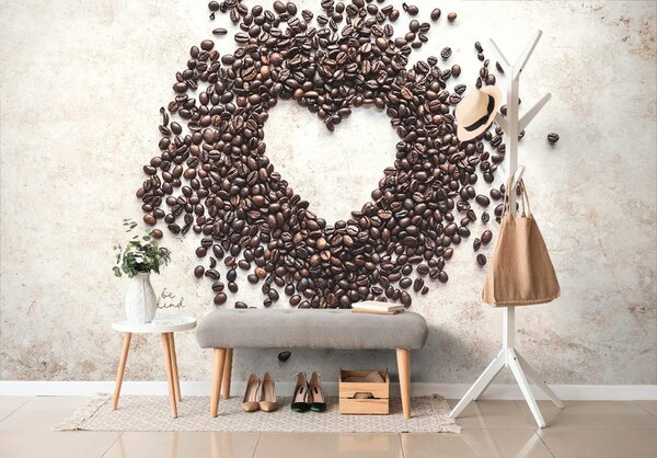Carta da parati – Cuore di chicchi di caffè