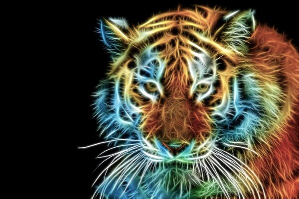 Carta da parati – Testa di tigre in stile astratto