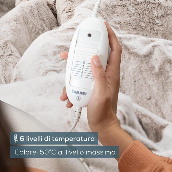 Beurer Coperta Elettrica con Dispositivo di Termoregolazione Elettronico, 6 livelli di temperatura e spegnimento automatico colore Nordic Taupe - H