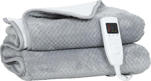 DecHome Coperta Elettrica 160x140 cm con 5 Livelli di Calore e 2 Telecomandi in Pile e Poliestere colore Grigio - W714GY