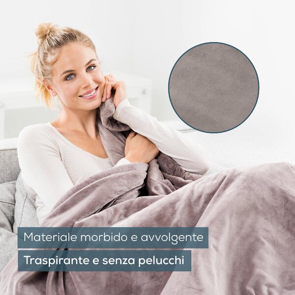 Beurer Coperta elettrica con spegnimento automatico e 6 impostazioni di temperatura colore tortora - HD150XXLC