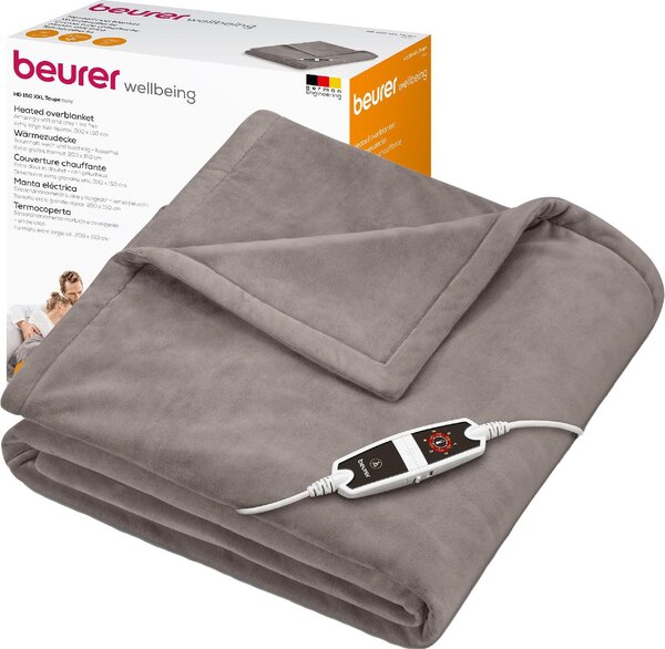 Beurer Coperta elettrica con spegnimento automatico e 6 impostazioni di temperatura colore tortora - HD150XXLC