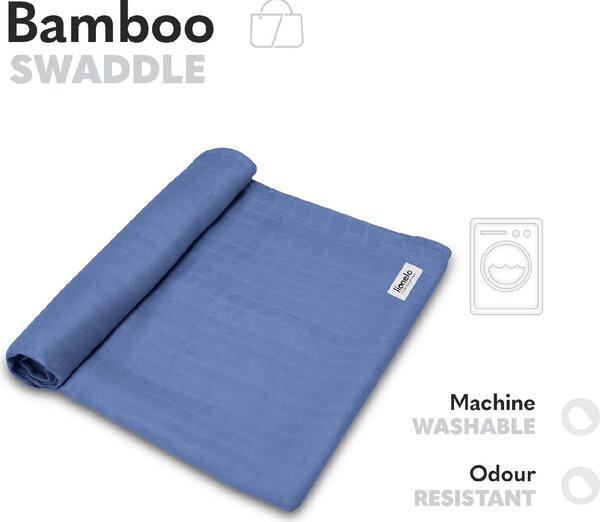Lionelo Copertina Neonato in Cotone 120x120 cm colore Blue - Bamboo Swaddle