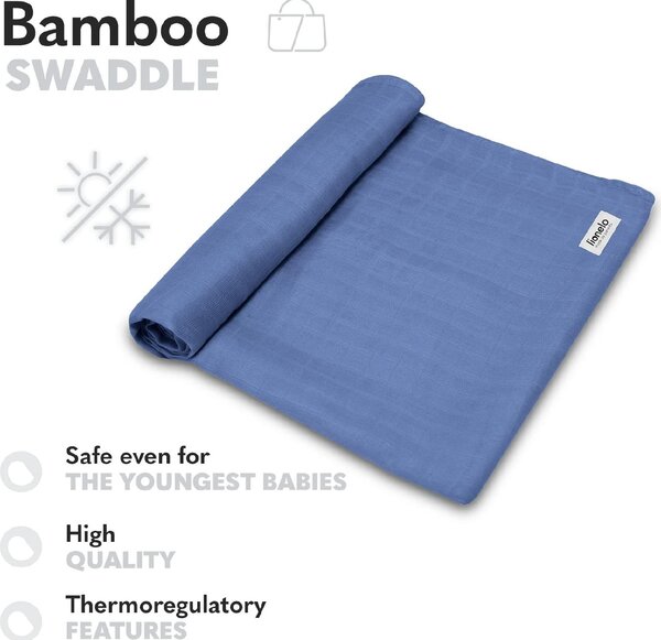 Lionelo Copertina Neonato in Cotone 120x120 cm colore Blue - Bamboo Swaddle