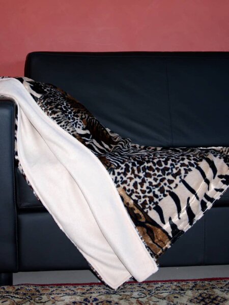 Blues Coperta pile animalier Letto Singolo stampa maculata confezionato in scatola rivestita - WN0809J-2