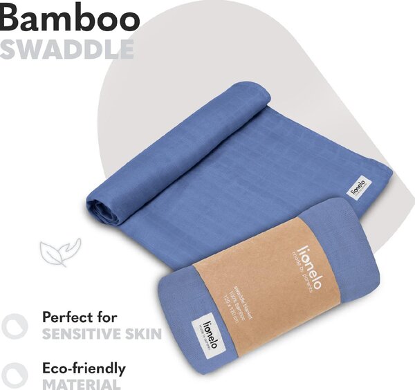 Lionelo Copertina Neonato in Cotone 120x120 cm colore Blue - Bamboo Swaddle