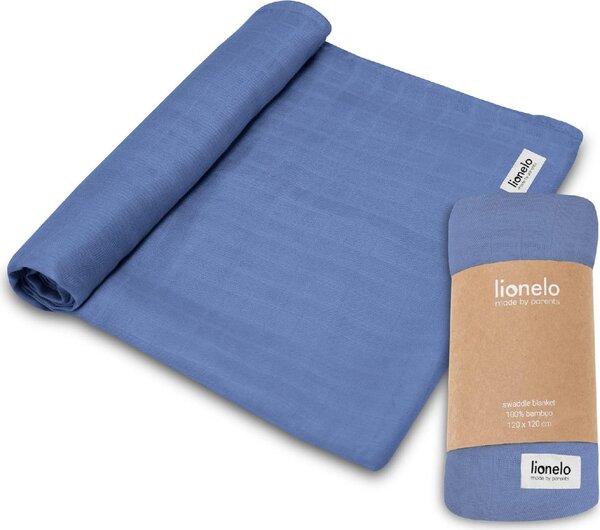 Lionelo Copertina Neonato in Cotone 120x120 cm colore Blue - Bamboo Swaddle