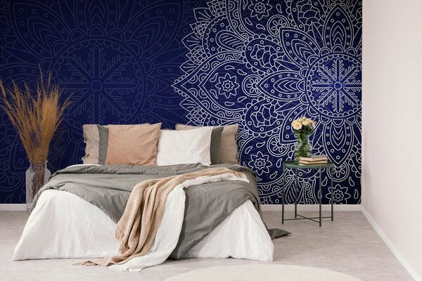 Carta da parati – Mandala blu scuro