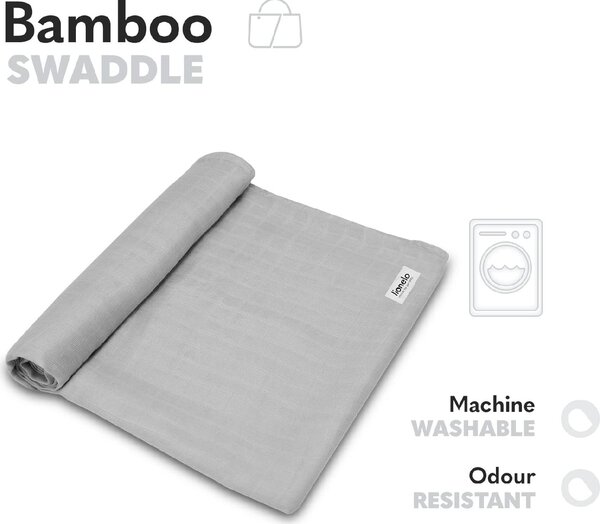 Lionelo Copertina Neonato in Cotone 120x120 cm colore Grey Stone - Bamboo Swaddle