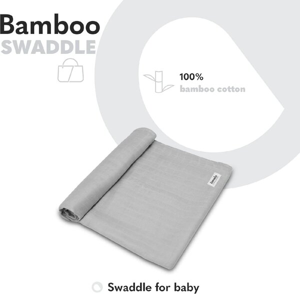 Lionelo Copertina Neonato in Cotone 120x120 cm colore Grey Stone - Bamboo Swaddle