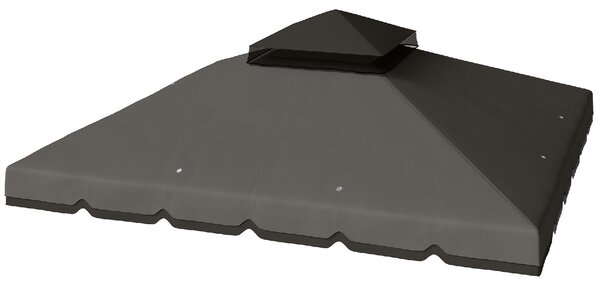 VivaGarden Copertura Gazebo 3x3 m a 2 Livelli Top in Poliestere con 8 Fori di Drenaggio colore Grigio Chiaro e Scuro
