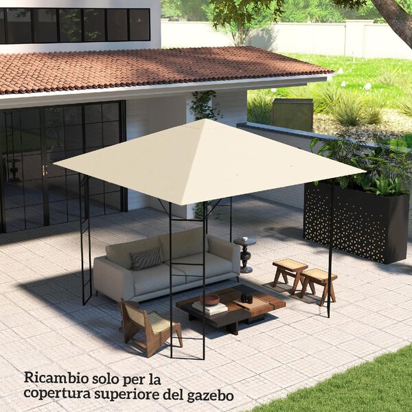VivaGarden Copertura Gazebo 3x3 m con 8 Fori di Drenaggio in Tessuto Oxford 600D colore Bianco Crema
