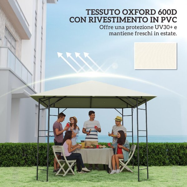 VivaGarden Copertura Gazebo 3x3 m con 8 Fori di Drenaggio in Tessuto Oxford 600D colore Bianco Crema
