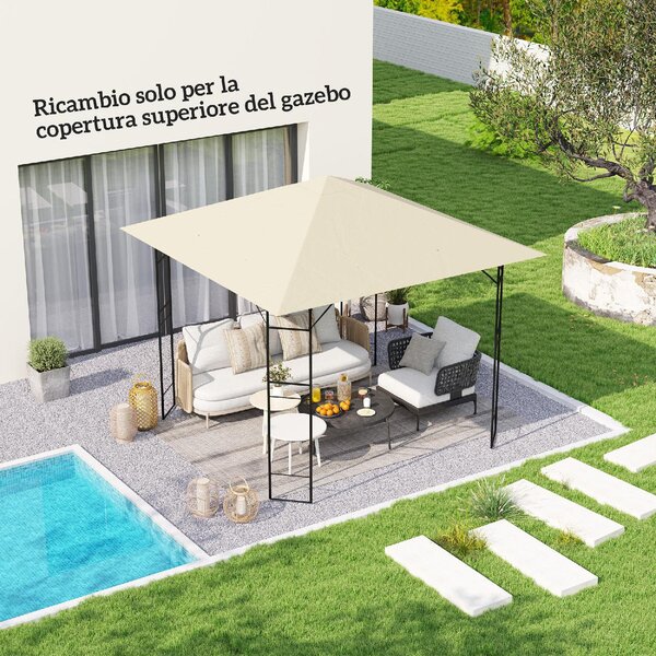 VivaGarden Copertura Gazebo 3x3 m con 8 Fori di Drenaggio in Tessuto Oxford 600D colore Bianco Crema