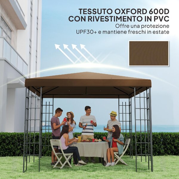 VivaGarden Copertura Gazebo 3x3 m in Tessuto Oxford 600D con Fori di Drenaggio colore Marrone