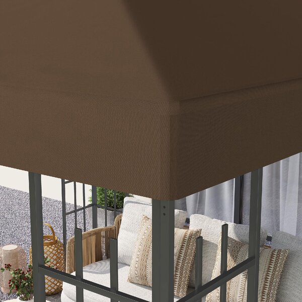 VivaGarden Copertura Gazebo 3x3 m in Tessuto Oxford 600D con Fori di Drenaggio colore Marrone