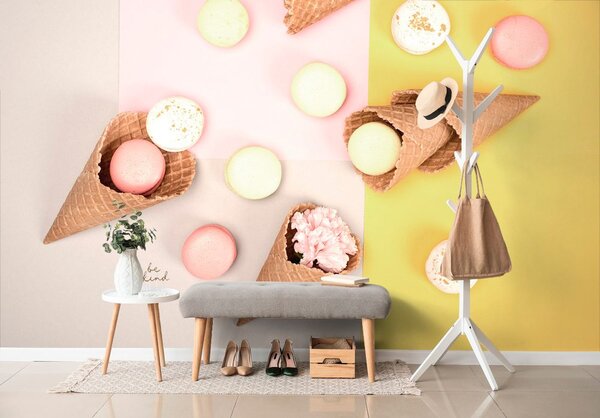 Carta da parati – Macarons nel cono