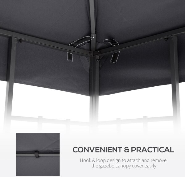 VivaGarden Copertura Gazebo 3x3 mt a 2 Livelli e Resistente ai Raggi UV colore Grigio Scuro