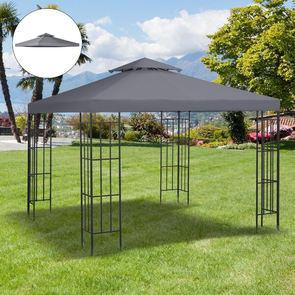 VivaGarden Copertura Gazebo 3x3 mt a 2 Livelli e Resistente ai Raggi UV colore Grigio Scuro