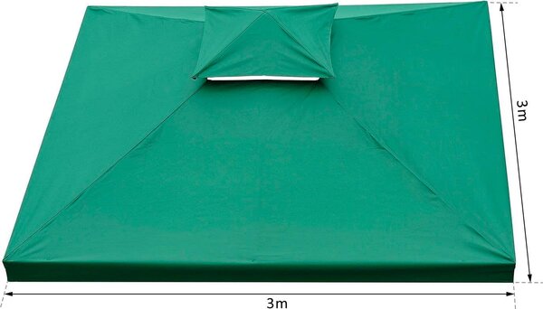 VivaGarden Copertura Gazebo 3x3 mt Top in Poliestere colore Verde Scuro
