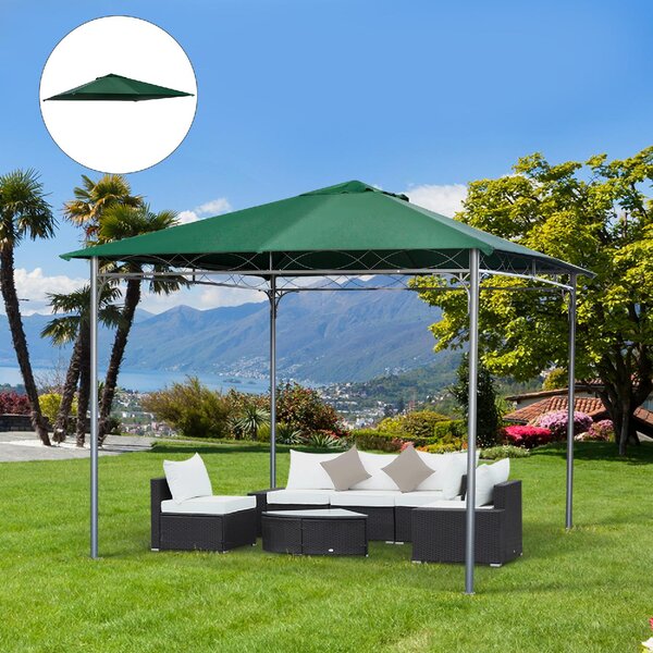 VivaGarden Copertura Gazebo 3x3 mt Top in Poliestere Impermeabile con 8 Fori di Ventilazione colore Verde