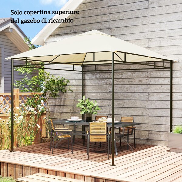 VivaGarden Copertura Gazebo 3x3m in Poliestere con Prese d'Aria e Fori di Drenaggio colore Crema