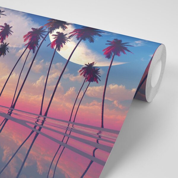 Carta da parati – Tramonto sopra palme tropicali