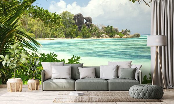 Carta da parati – Splendida spiaggia sull'isola di La Digue