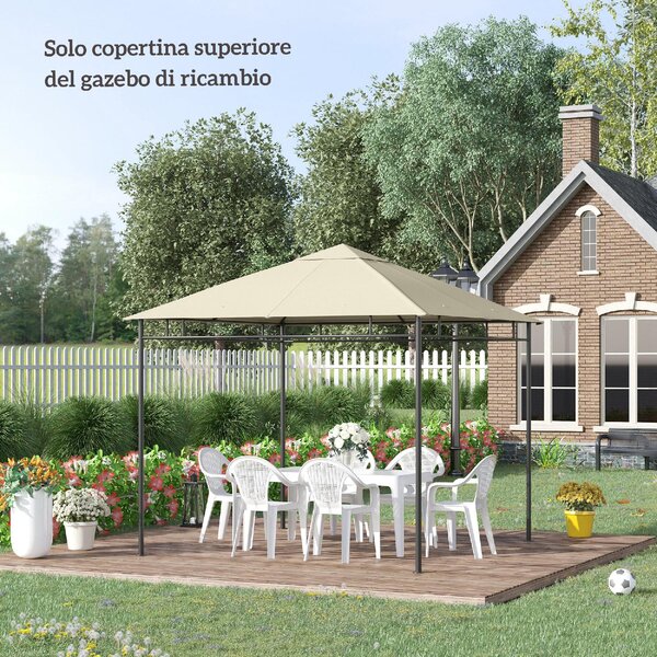 VivaGarden Copertura Gazebo 3x3m in Poliestere con Prese d'Aria e Fori di Drenaggio colore Crema