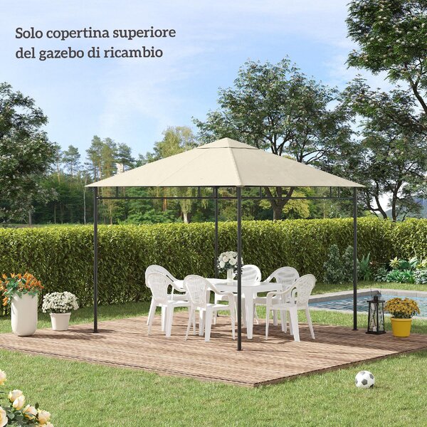 VivaGarden Copertura Gazebo 3x3m in Poliestere con Prese d'Aria e Fori di Drenaggio colore Crema