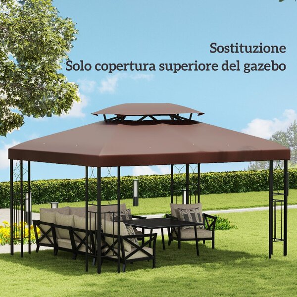VivaGarden Copertura Gazebo 3x4 mt Top Impermeabile in Poliestere colore Crema Marrone