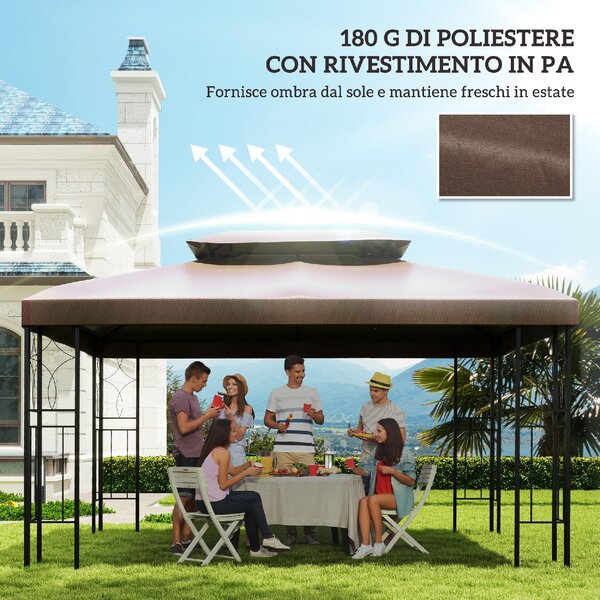 VivaGarden Copertura Gazebo 3x4 mt Top Impermeabile in Poliestere colore Crema Marrone