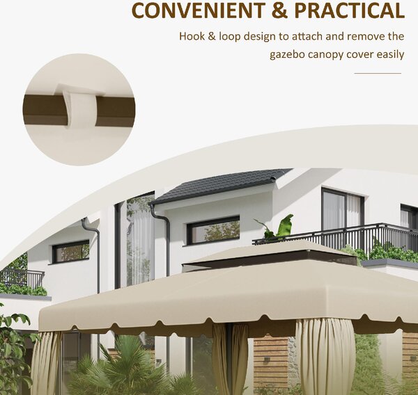 VivaGarden Copertura Gazebo 3x4 mt Top in Poliestere colore Beige