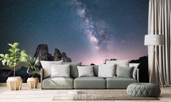 Carta da parati – Cielo stellato sopra le rocce