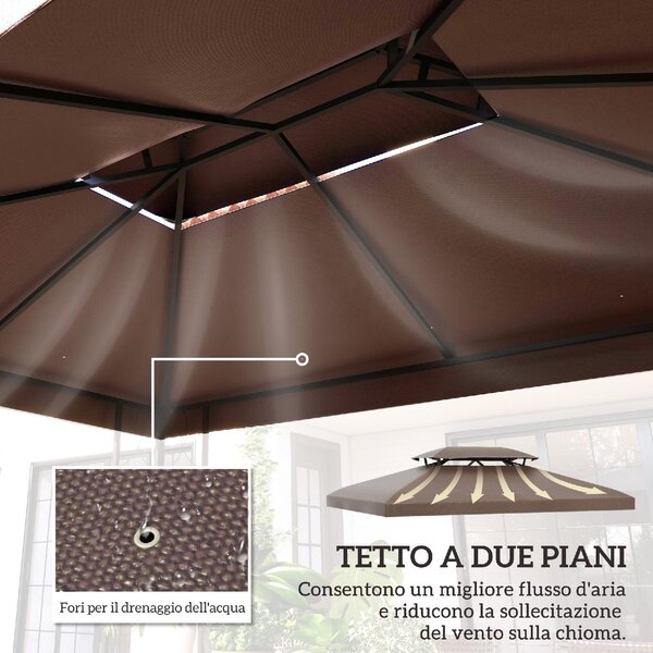 VivaGarden Copertura Gazebo 3x4 mt Top Impermeabile in Poliestere colore Crema Marrone