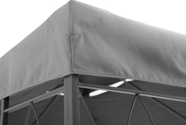 VivaGarden Copertura Gazebo 4x3 m a 2 Livelli in Poliestere con Cinghie e 10 Fori di Drenaggio colore Grigio